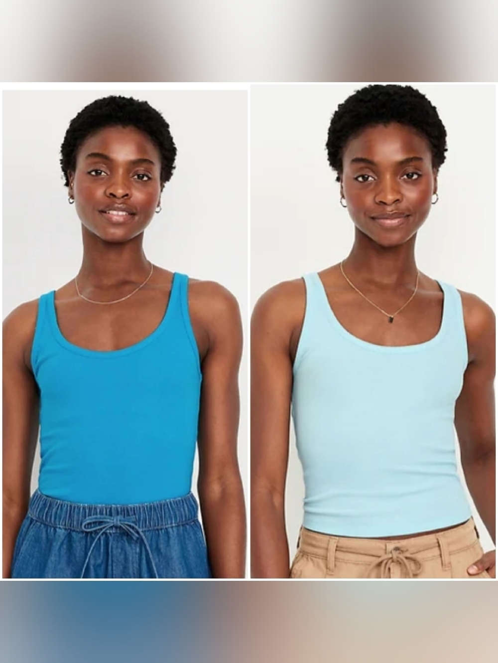 NWT Bundle Of 2 Old Navy Cropped Ribbed Tank Top. Blue and Light Blue. M.